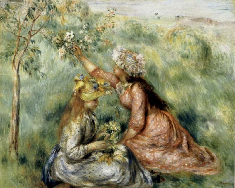 Pierre Renoir Girls Picking Flowers in a Meadow China oil painting art